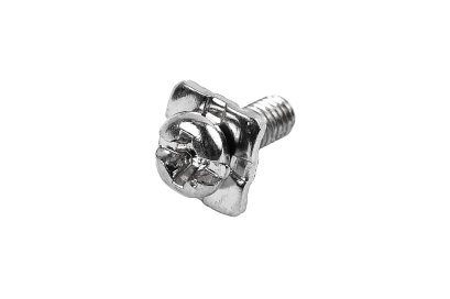 [E] น็อตยึดสายไฟ สแตนเลสชุบนิกเกิ้ล M3x8 mm พร้อมแหวนทรงสี่เหลี่ยม ขนาด 7x7 mm